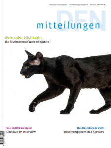 Titelbild der 99ten Ausgabe der DFN Mitteilungen. Abgebildet ist eine schwarze Katze.
