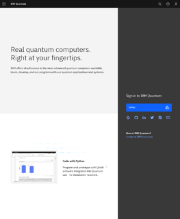 Loginbereich für IBMs Quantenplattform. Eine Registrierung ist notwendig.